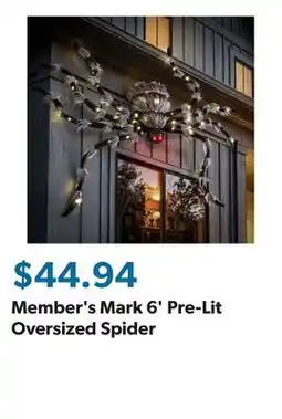 Sam's Club Member's Mark 6' Pre-Lit Oversized Spider offer