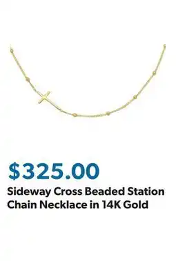 Sam's Club Sideway Cross Beaded Station Chain Necklace in 14K Gold offer