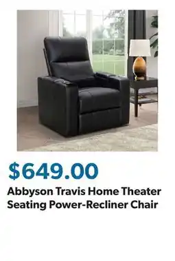 Sam's Club Abbyson Travis Home Theater Seating Power-Recliner Chair offer