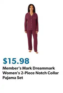 Sam's Club Member's Mark Dreammark Women's 2-Piece Notch Collar Pajama Set offer