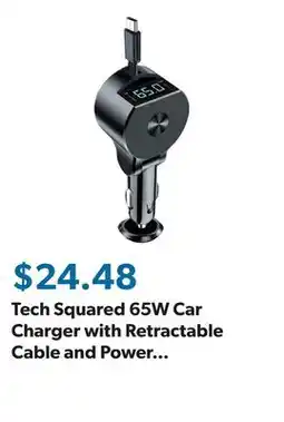Sam's Club Tech Squared 65W Car Charger with Retractable Cable and Power Output Display offer