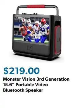 Sam's Club Monster Vision 3rd Generation 15.6 Portable Video Bluetooth Speaker offer