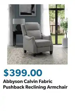 Sam's Club Abbyson Calvin Fabric Pushback Reclining Armchair offer