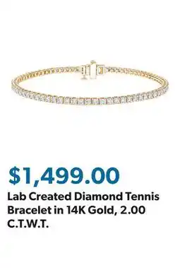 Sam's Club Lab Created Diamond Tennis Bracelet in 14K Gold, 2.00 C.T.W.T offer