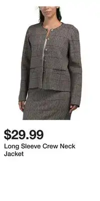 TJ Maxx Long Sleeve Crew Neck Jacket offer