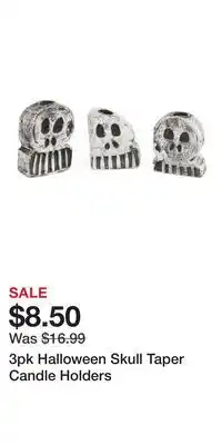 TJ Maxx 3pk Halloween Skull Taper Candle Holders offer