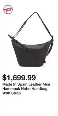TJ Maxx Made In Spain Leather Mini Hammock Hobo Handbag With Strap offer