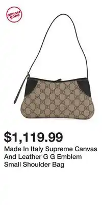 TJ Maxx Made In Italy Supreme Canvas And Leather G G Emblem Small Shoulder Bag offer
