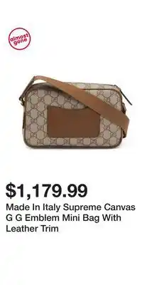TJ Maxx Made In Italy Supreme Canvas G G Emblem Mini Bag With Leather Trim offer
