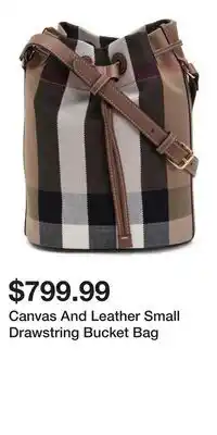 TJ Maxx Canvas And Leather Small Drawstring Bucket Bag offer