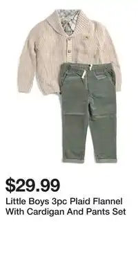 TJ Maxx Little Boys 3pc Plaid Flannel With Cardigan And Pants Set offer
