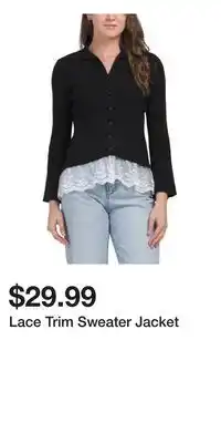 TJ Maxx Lace Trim Sweater Jacket offer