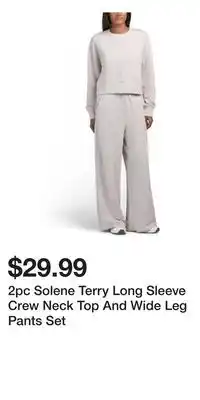 TJ Maxx 2pc Solene Terry Long Sleeve Crew Neck Top And Wide Leg Pants Set offer