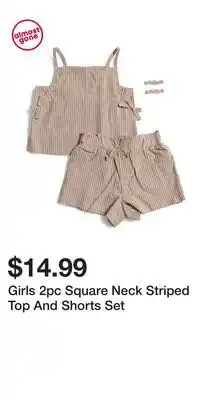 TJ Maxx Girls 2pc Square Neck Striped Top And Shorts Set offer