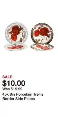 TJ Maxx 4pk 8in Porcelain Trellis Border Side Plates offer