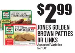 Extra Supermarket JONES GOLDEN BROWN PATTIES OR LINKS offer