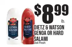 Extra Supermarket DIETZ & WATSON GENOA OR HARD SALAMI offer