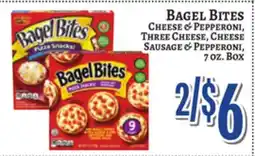 Trade Fair Supermarket BAGEL BITES CHEESE & PEPPERONI, THREE CHEESE, CHEESE SAUSAGE & PEPPERONI offer
