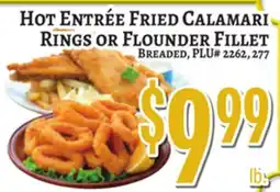 Trade Fair Supermarket Hot Entrée Fried Calamari Rings or Flounder Fillet offer