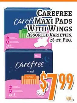 Trade Fair Supermarket CAREFREE MAXI PADS WITH WINGS offer