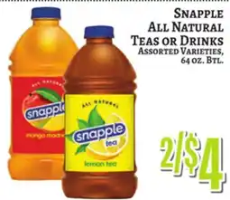 Trade Fair Supermarket SNAPPLE ALL NATURAL TEAS OR DRINKS offer