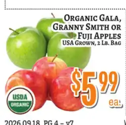 Trade Fair Supermarket ORGANIC GALA, GRANNY SMITH OR FUJI APPLES offer