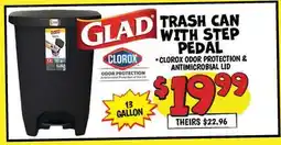 Ollie's GLAD TRASH CAN WITH STEP PEDAL offer