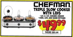 Ollie's CHEFMAN TRIPLE SLOW COOKER WITH LIDS offer