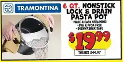 Ollie's TRAMONTINA 6 QT. NONSTICK LOCK & DRAIN PASTA POT offer
