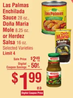Smart & Final Las Palmas Enchilada Sauce 28 oz., Doña Maria Mole 8.25 oz. or Herdez Salsa 16 oz offer