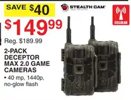 Dunham's Sports STEALTH CAM 2-PACK DECEPTOR MAX 2.0 GAME CAMERAS offer