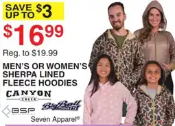 Dunham's Sports MEN'S OR WOMEN'S SHERPA LINED FLEECE HOODIES offer