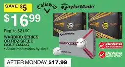 Dunham's Sports WARBIRD SERIES OR RBZ SPEED GOLF BALLS offer