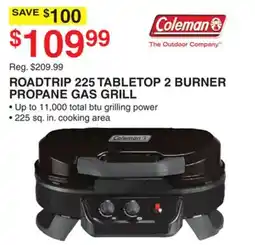 Dunham's Sports COLEMAN ROADTRIP 225 TABLETOP 2 BURNER PROPANE GAS GRILL offer