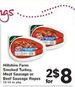 Safeway Hillshire Farm Smoked Turkey, Meat Sausage or Beef Sausage Ropes offer