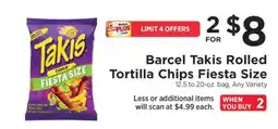 ShopRite Barcel Takis Rolled Tortilla Chips Fiesta Size offer
