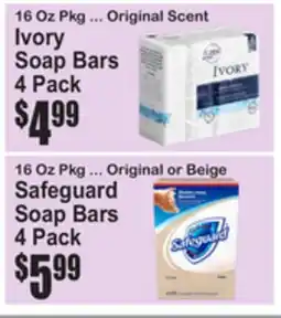 SuperFresh Ivory Soap Bars 4 Pack, Safeguard Soap Bars offer