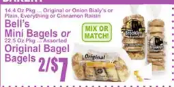 SuperFresh Bell's Mini Bagels or Original Bagel offer
