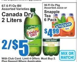 SuperFresh Canada Dry 2 Liters Snapple Tea offer