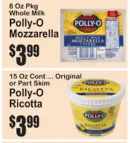 SuperFresh 8 Oz Pkg Whole Milk Polly-O Mozzarella 15 Oz Cont ... Original or Part Skim Polly-O Ricotta offer