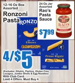 SuperFresh Ronzoni Pasta, Rao's Pasta Sauce offer