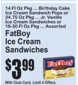 SuperFresh FatBoy Ice Cream Sandwiches offer