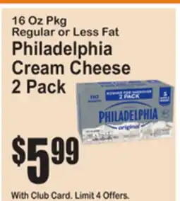 SuperFresh Regular or Less Fat Philadelphia Cream Cheese offer