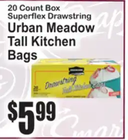 SuperFresh 20 Count Box Superflex Drawstring Urban Meadow Tall Kitchen Bags offer