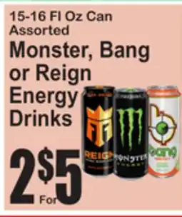 SuperFresh Monster, Bang or Reign Energy Drinks offer