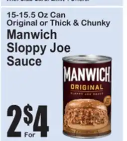 SuperFresh 15-15.5 Oz Can Original or Thick & Chunky Manwich Sloppy Joe Sauce offer