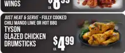 SuperFresh JUST HEAT & SERVE - FULLY COOKED CHILI MANGO LIME OR HOT BBQ TYSON GLAZED CHICKEN DRUMSTICKS offer