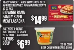 SuperFresh GIOVANNI RANA FAMILY SIZED MEAT LASAGNA offer