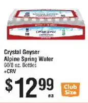 Smart & Final Crystal Geyser Alpine Spring Water offer