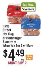 Smart & Final First Street Hot Dog or Hamburger Buns offer